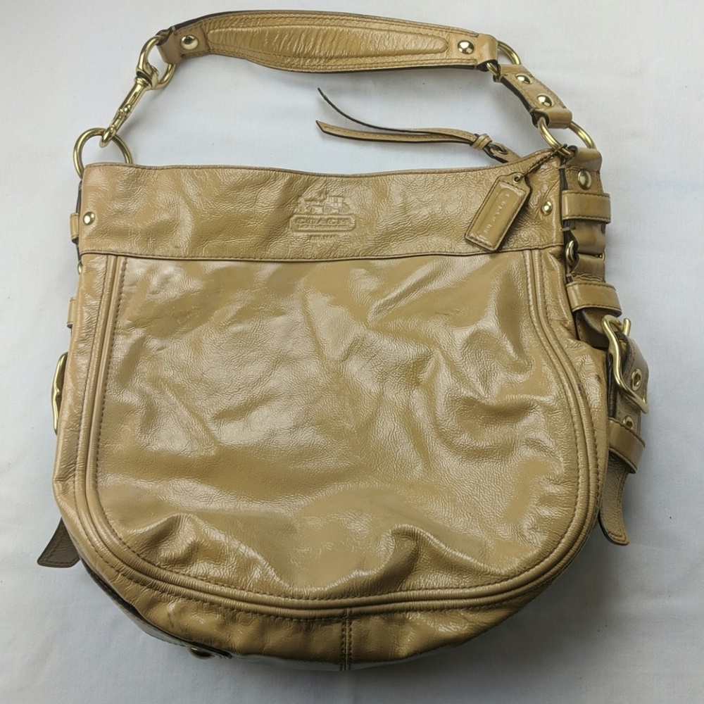 Coach gold patent leather handbag